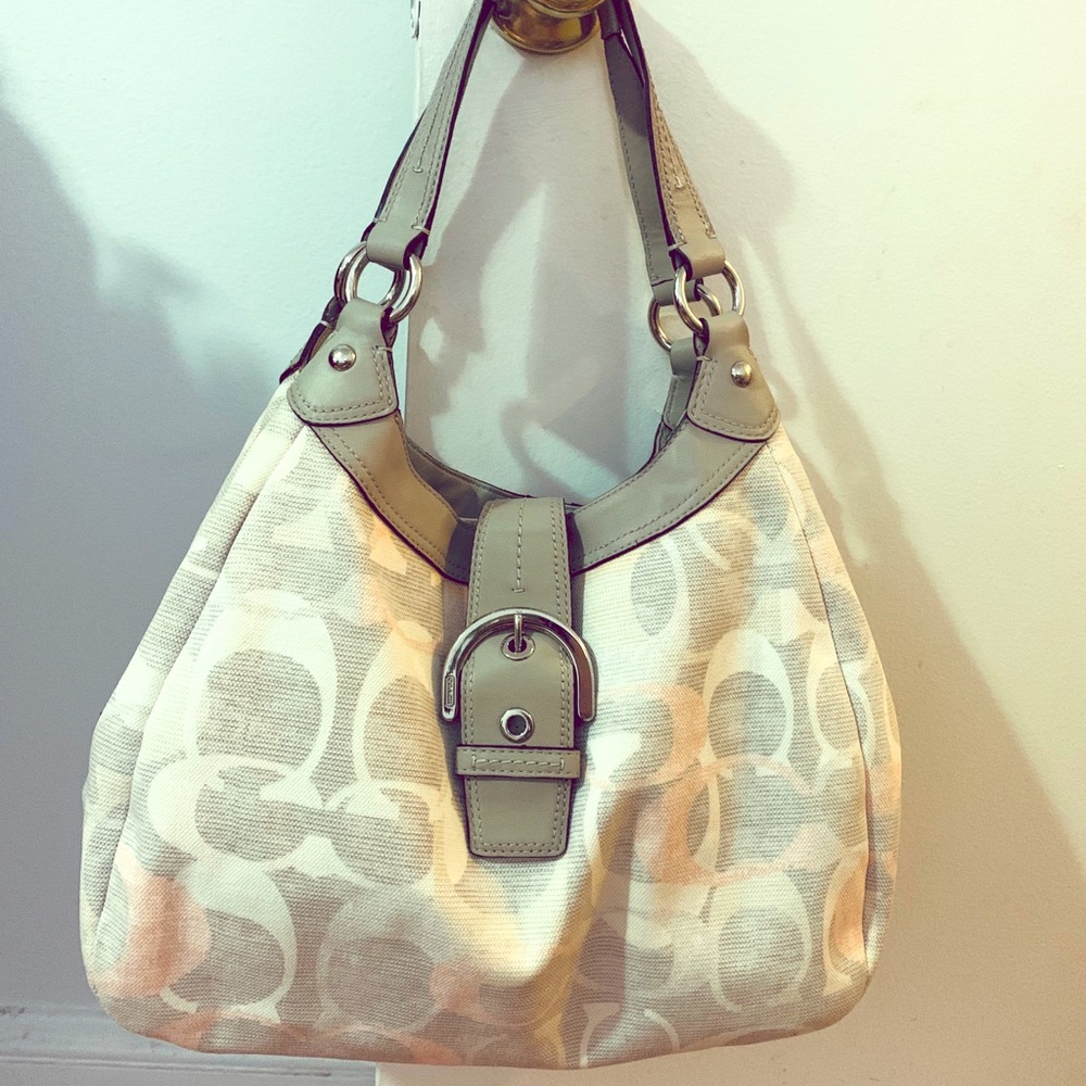 Light gray coach shoulder bag